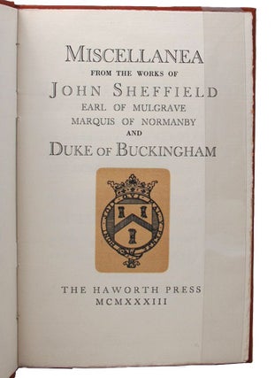 Item #009941 MISCELLANEA from the works of John Sheffield, Earl of Mulgrave, Marquis of Normanby...