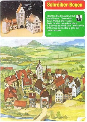 Item #049044 TOWN GATE, TOWN WALLS, 2 OLD HOUSES. Paper Model Kit, Schreiber-Bogen, Hubert Siegmund