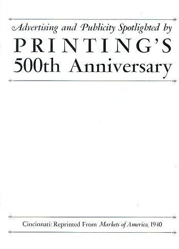 Item #052193 ADVERTISING AND PUBLICITY SPOTLIGHTED BY PRINTING'S 500TH ANNIVERSARY. Douglas C. McMurtrie.