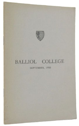 Item #068569 BALLIOL COLLEGE. September, 1950. Oxford University