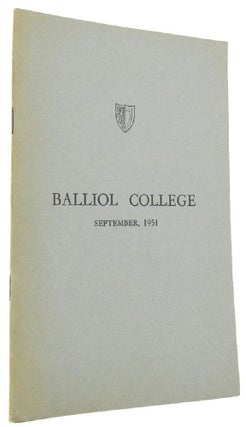 Item #068572 BALLIOL COLLEGE. September, 1951. Oxford University