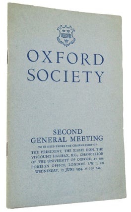 Item #068576 OXFORD SOCIETY: SECOND GENERAL MEETING. Oxford University