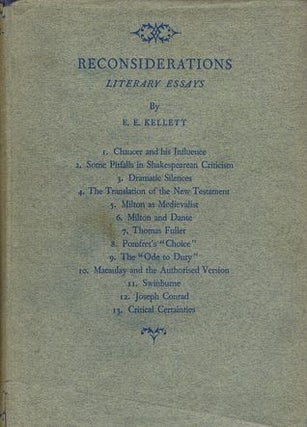 Item #081502 RECONSIDERATIONS: LITERARY ESSAYS. E. E. Kellett
