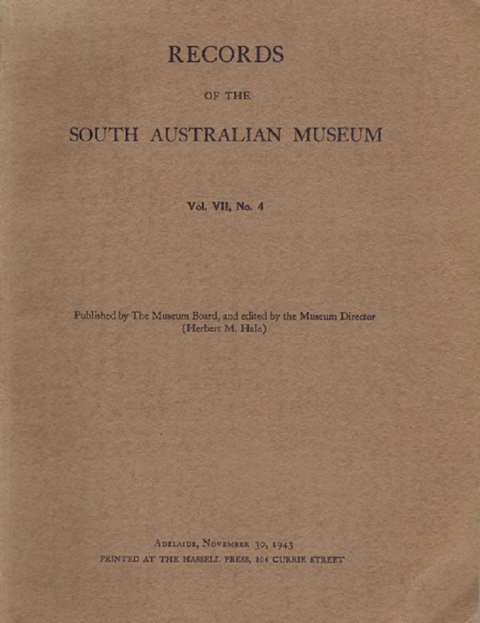 Item #083068 RECORDS OF THE SOUTH AUSTRALIAN MUSEUM. Herbert M. Hale.