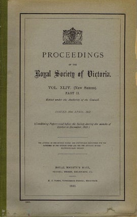 Item #083087 PROCEEDINGS. Vol. XLIV. (New Series) Part II. Royal Society of Victoria