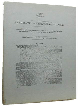 Item #086488 THE GEELONG AND MELBOURNE RAILWAY. Victorian Parliamentary Paper