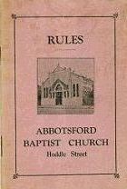 Item #098161 RULES. Abbotsford Baptist Church.