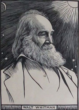 Item #098866 WALT WHITMAN: 19th century woodcut. Walt Whitman, R. Bryden, Artist
