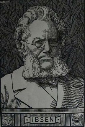 Item #100044 HENRIK IBSEN: 19th century woodcut. Henrik Ibsen, R. Bryden, Artist