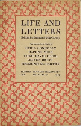 Item #114000 LIFE AND LETTERS. Desmond MacCarthy