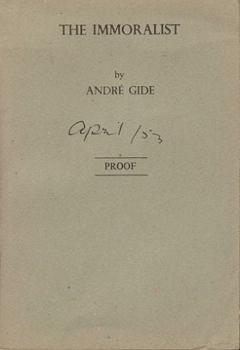 Item #118185 THE IMMORALIST. Andre Gide.