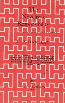 Item #118187 THE NOVELIST'S RESPONSIBILTY. L. P. Hartley