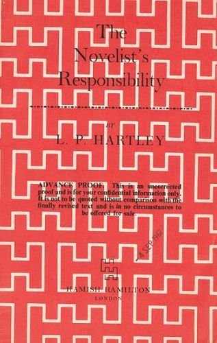 Item #118187 THE NOVELIST'S RESPONSIBILTY. L. P. Hartley.