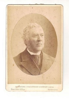 Item #123575 19th CENTURY STUDIO PHOTOGRAPH OF UNIDENTIFIED MAN. O'Shannessy Johnstone, Melbourne...