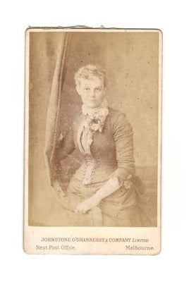 Item #123576 19th CENTURY STUDIO PHOTOGRAPH OF UNIDENTIFIED WOMAN. O'Shannessy Johnstone,...