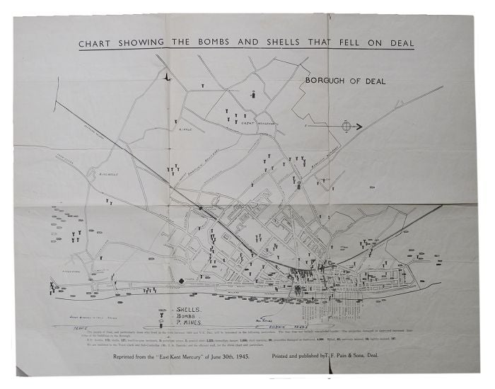 Item #123752 CHART SHOWING THE BOMBS AND SHELLS THAT FELL ON DEAL. East Kent Mercury.