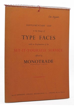 Item #124587 TYPE FACES:. Monotrade Proprietary Limited, Printer