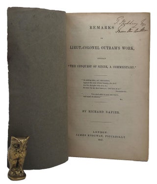Item #132424 REMARKS ON LIEUT.-COLONEL OUTRAM'S WORK, entitled "The conquest of Sinde, a...