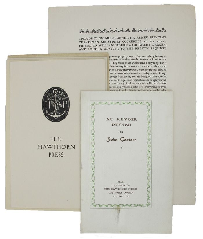 Item #140859 THE HAWTHORN PRESS EPHEMERA, 1937-1956. Hawthorn Press ephemera.