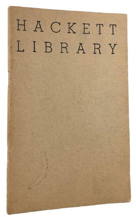 Item #144115 CATALOGUE OF THE LATE MR. W. CHAMPION HACKETT'S LIBRARY OF VALUABLE BOOKS: . . . to...