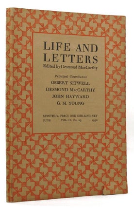 Item #148938 LIFE AND LETTERS. Desmond MacCarthy