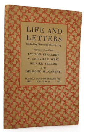 Item #148941 LIFE AND LETTERS. Desmond MacCarthy