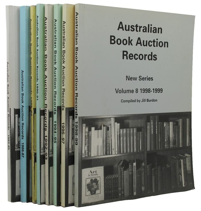 Item #154892 AUSTRALIAN BOOK AUCTION RECORDS. New Series, Volumes I to 8, 1983-1985 to 1998-1999, complete. Jill Burdon, Compiler.