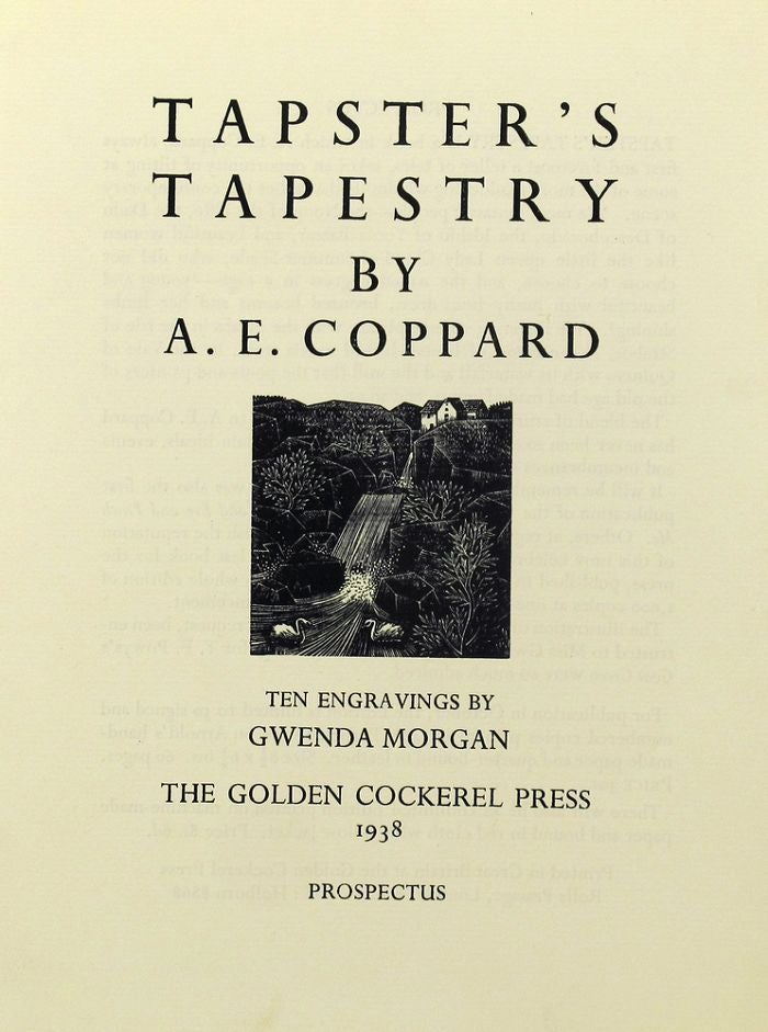 Item #158508 TAPSTER'S TAPESTRY. By A. E. Coppard. Golden Cockerel Press Prospectus P137 i.