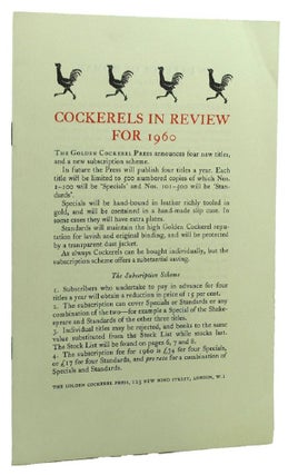Item #158691 COCKERELS IN REVIEW FOR 1960. Golden Cockerel Press Catalogue XCIV