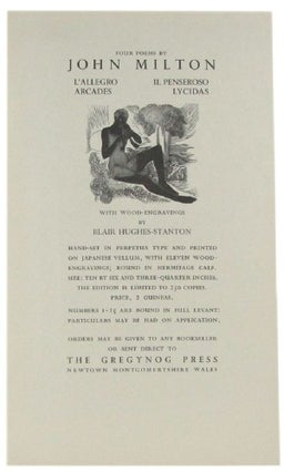Item #162473 FOUR POEMS BY JOHN MILTON . . The Gregynog Press Prospectus