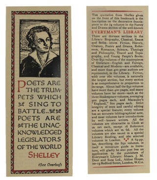Item #162650 EVERYMAN'S LIBRARY BOOKMARKER: SHELLEY. J. M. Dent, Sons Ltd