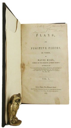 Item #163582 PLAYS, AND FUGITIVE PIECES, IN VERSE. David Burn