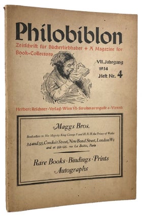 Item #164146 PHILOBIBLON: Zeitschrift fur Bucherliebhaber/A Magazine for Book-Collectors. VII....