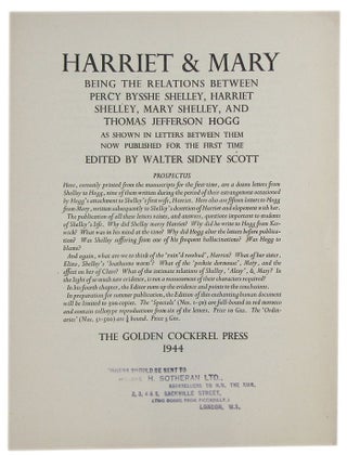 Item #164304 HARRIET & MARY . . Golden Cockerel Press Prospectus P161