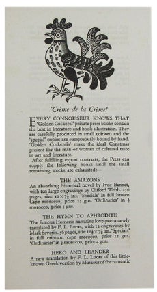 Item #164319 CREME DE LA CREME! Golden Cockerel Press Catalogue LXXXIII