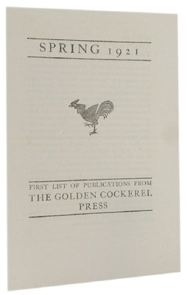 Item #164324 SPRING 1921. First List of Publications from The Golden Cockerel Press. Golden...