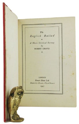 Item #165186 THE ENGLISH BALLAD: A Short Critical Survey. Robert Graves