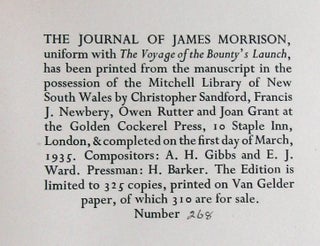 THE JOURNAL OF JAMES MORRISON, Boatswain's mate of The Bounty. Describing the Mutiny & subsequent Misfortunes of the Mutineers together with an account of the Island of Tahiti.