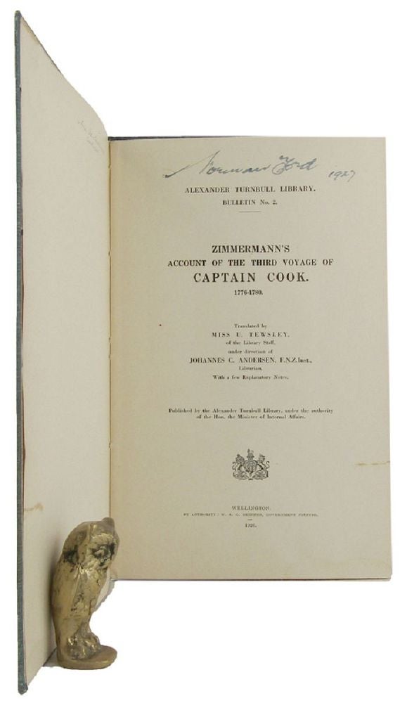 Item #166363 ZIMMERMANN'S ACCOUNT OF THE THIRD VOYAGE OF CAPTAIN COOK 1776-1780. Captain James Cook, Heinrich Zimmermann.