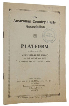 Item #167479 PLATFORM as adopted by the Conference held in Sydney 1st, 2nd, and 3rd June, 1927,...