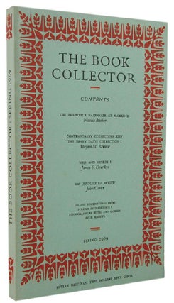 Item #170486 THE BOOK COLLECTOR. Volume 18, No. 1, Spring 1969. Nicolas Barker
