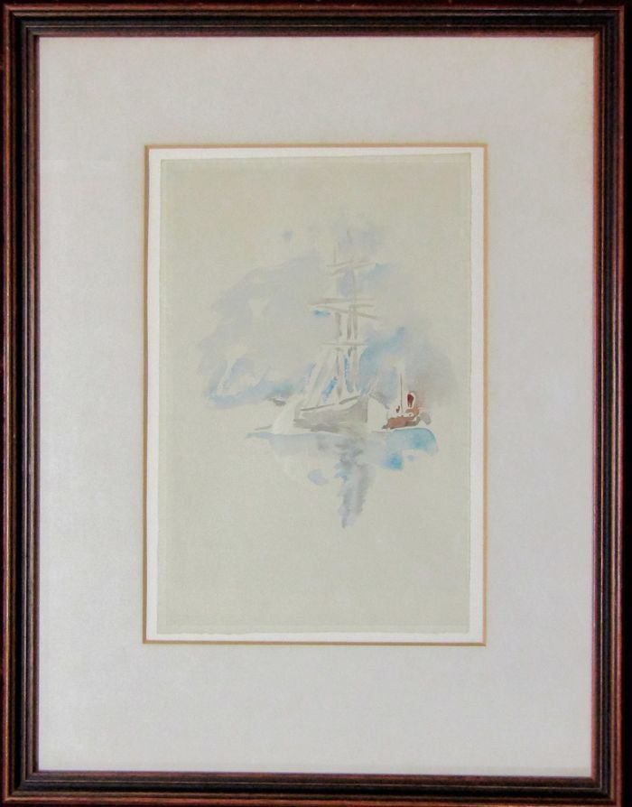 Item #170641 SAILING SHIPS: original watercolour painting, unsigned. Mary Eaton, attributed, Artist.
