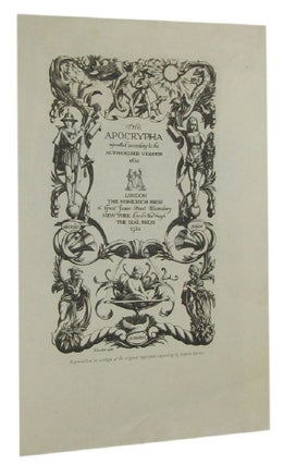 Item #170839 PROSPECTUS FOR 'THE APOCRYPHA' reprinted according to the authorised version 1611....