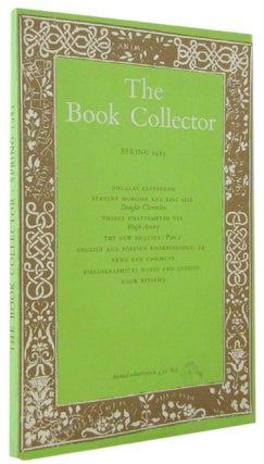 Item #171548 THE BOOK COLLECTOR. Volume 32, No. 1, Spring 1983. Nicolas Barker