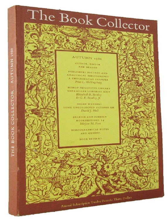 Item #171555 THE BOOK COLLECTOR. Volume 29, No. 3, Autumn 1980. Nicolas Barker.