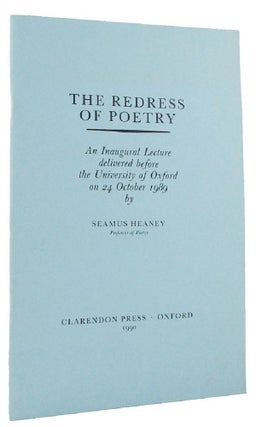 Item #172181 THE REDRESS OF POETRY: An Inaugural Lecture delivered before the University of...
