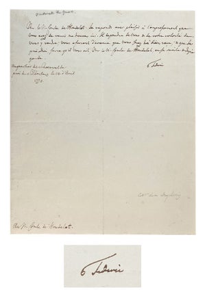 Item #173569 AUTOGRAPH LETTER, in French, signed 'Federic', to Vicomte de Houdelot:....