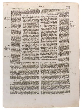 INCUNABLE LEAF FROM THE BIBLE IN LATIN PRINTED BY ANTON KOBERGER, Nuremberg, circa 1487.