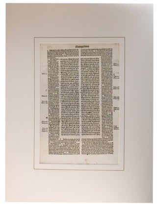 INCUNABLE LEAF FROM THE BIBLE IN LATIN PRINTED BY ANTON KOBERGER, Nuremberg, circa 1487.