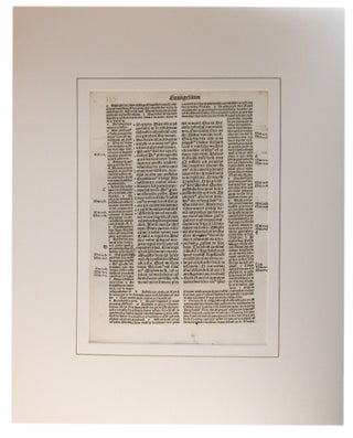 INCUNABLE LEAF FROM THE BIBLE IN LATIN PRINTED BY ANTON KOBERGER, Nuremberg, circa 1487.
